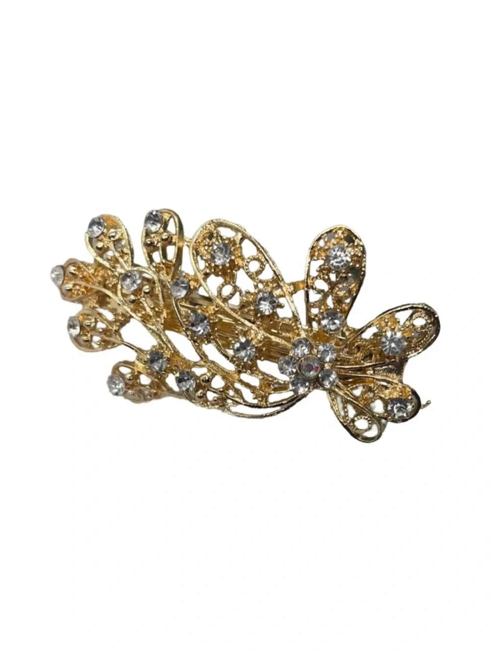 Gold Crystal Floral Hair Clip - Women Accessories FINAL PRICE DROP
